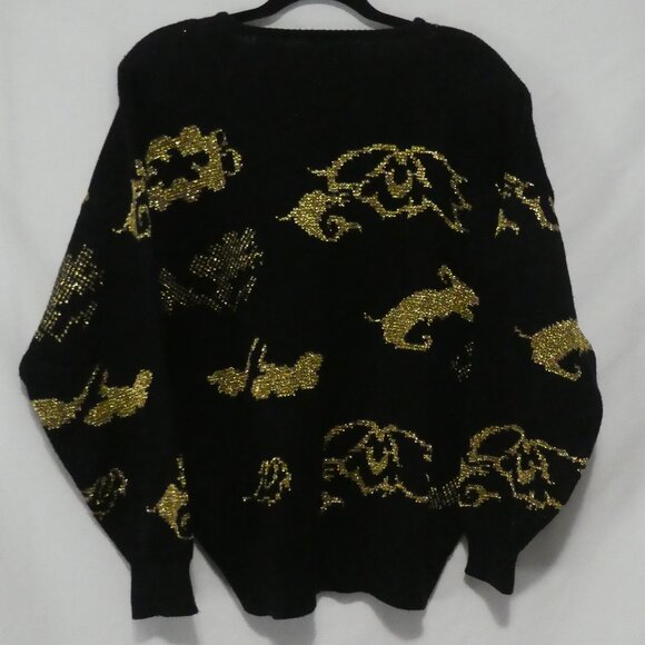 Made In Korea | size 42 | Black Sweater With Gold Front and Back Design | GUC - Picture 2 of 14